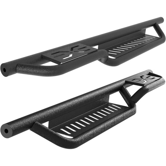 M optimized Running Boards for Wrangler TJ 2 Door 1997-2006, Black Powder Coated Steel Nerf Bar w/Two Stairs Design All-Steel Build, Bolt-on Side Steps