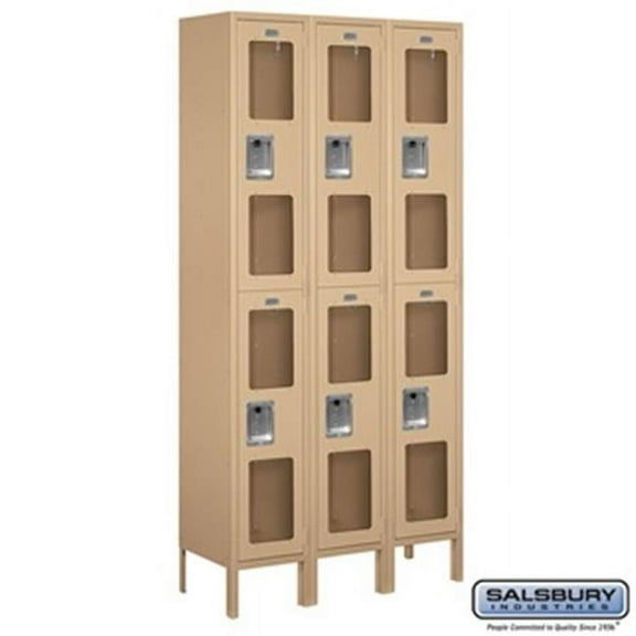 12 in. Double Tier See-Through Metal Locker - Unassembled, Tan - 6 ft. x 3 x 12 in.