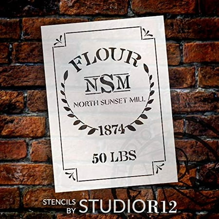 Feed Sack Art Stencil by StudioR12 - North Sunset Mill Flour | Reusable Mylar Template | Use to Paint Wood Signs - Fabric - Furniture - Feed Sack - DIY Country Decor - Select Size (11