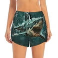 thumbnail image 4 of Lsque Abstract Geometric Shark Printed Women's Running Shorts with Liner Pockets,Elastic Quick Dry Workout Athletic Gym Yoga Shorts,Womens High Waist Shorts-Large, 4 of 9