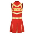 thumbnail image 3 of YONGHS Sleeveless Pleated Cheerleading Dress For Women High School Girl Party Cheer Leader Outfit Red M, 3 of 7