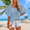 thumbnail image 1 of Camisa de mujer con cuello cuadrado estilo veraniego y holgado para uso diario FLhrweasw Para estrenar, 1 of 7