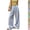 03# Blue, variant on Linen Drawstring Pants Women Pinstripe Wide Leg Flowy Pants Palazzo Beach Casual Pant with Pockets Loose Summer Pant Blue XL