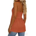 thumbnail image 5 of LIZUOJUN Womens Tank Tops Solid Color Pleated Spaghetti Strap V-Neck Cami Top Summer Dressy Trendy Sleeveless Loose Fit Tops Orange S, 5 of 6