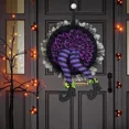 thumbnail image 2 of Halloween Decor Front Door Wreath Garland Hanging Decor Pumpkin Witch Legs Party, 2 of 5