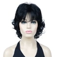 thumbnail image 1 of Short Curly Wigs Soft Shaggy Layered Classic Cap Full Synthetic Wigs for Women，12" Black, 1 of 8