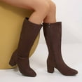 thumbnail image 5 of Women's Mid-Calf Boots Fashion Suede Side Zipper Ankle Booties Durable - Sole for Comfortable Winter and Fall Casual Wear, 5 of 8