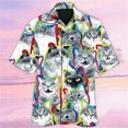 thumbnail image 3 of Camisa hawaiana divertida para hombre, sudadera playera con estampado de gato y música en 3D, camisa de manga corta de diseñador callejero, ropa para hombre de alta calidad, 3 of 5
