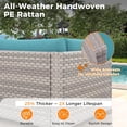 thumbnail image 4 of 10-Seat Modern Patio Furniture Set with Swivel Rocking Chairs, Thick 4″ Cushions, Dual-Strand Wicker Rattan, Rust-Resistant Steel Frame – Outdoor Conversation & Modular Sectional,Blue, 4 of 9