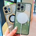 thumbnail image 5 of for iPhone 14 Pro Max Case Bling Glitter Gradient 【Support for Magsafe】 Diamond Camera Protector Magnetic Logo View Shockproof Phone Case for Girls Women Screen Protector Crystal Case -Green, 5 of 12