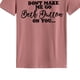thumbnail image 3 of Camisa informal de manga corta para mujer para oficina, citas y compras, talla L, camiseta con estampado de letras negras en oro rosa, 3 of 6