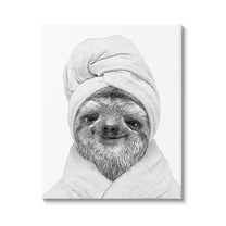 Stupell Industries Sloth In Bathrobe Animal Portrait Animals & Insects Painting Gallery Wrapped Canvas Print Wall Art