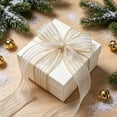 thumbnail image 3 of 2 1/2" x 10 Yard Ribbon with Gold Stripes for Christmas Decorations, Sheer Ribbon For Christmas Tree, Wreath, Gift Wrapping, Bow Making & Holiday DIY Decoration, 3 of 6