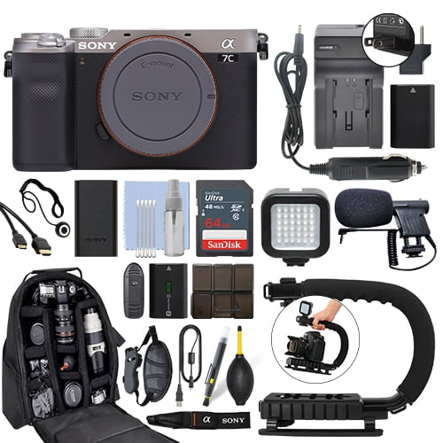 Sony Alpha a7C Mirrorless 24.2MP 4K Digital Camera Silver   64GB Pro Video Kit