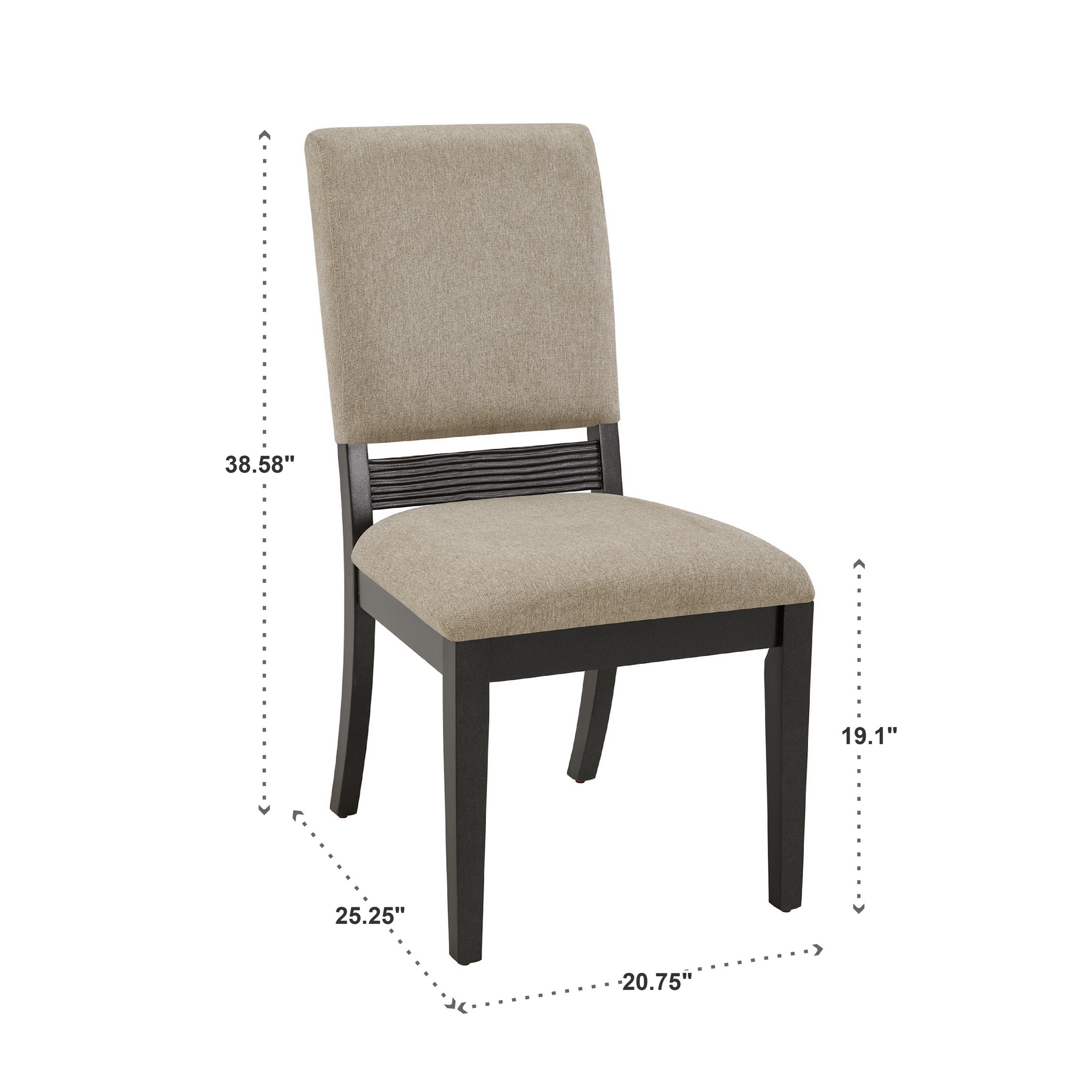 Weston Home Cuenca Black Finish Light Gray Linen Dining Chair, Set of 2