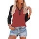 thumbnail image 2 of Tops de verano,Camiseta raglán con cuello en V para mujer, manga 3/4, blusa informal de cuello redondo para estar en casa, sopatenor, 2 of 9