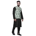 thumbnail image 2 of Atasi Mandarin Collar Traditional Solid Kurta Pajama With Printed Jacket Set, 2 of 3