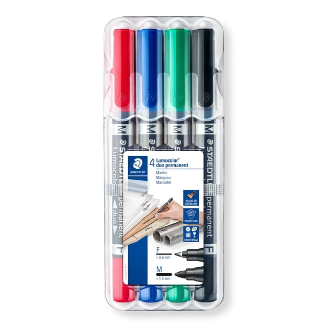 Marcador STAEDTLER 348 WP4 Lumocolor Duo Paquete de 4