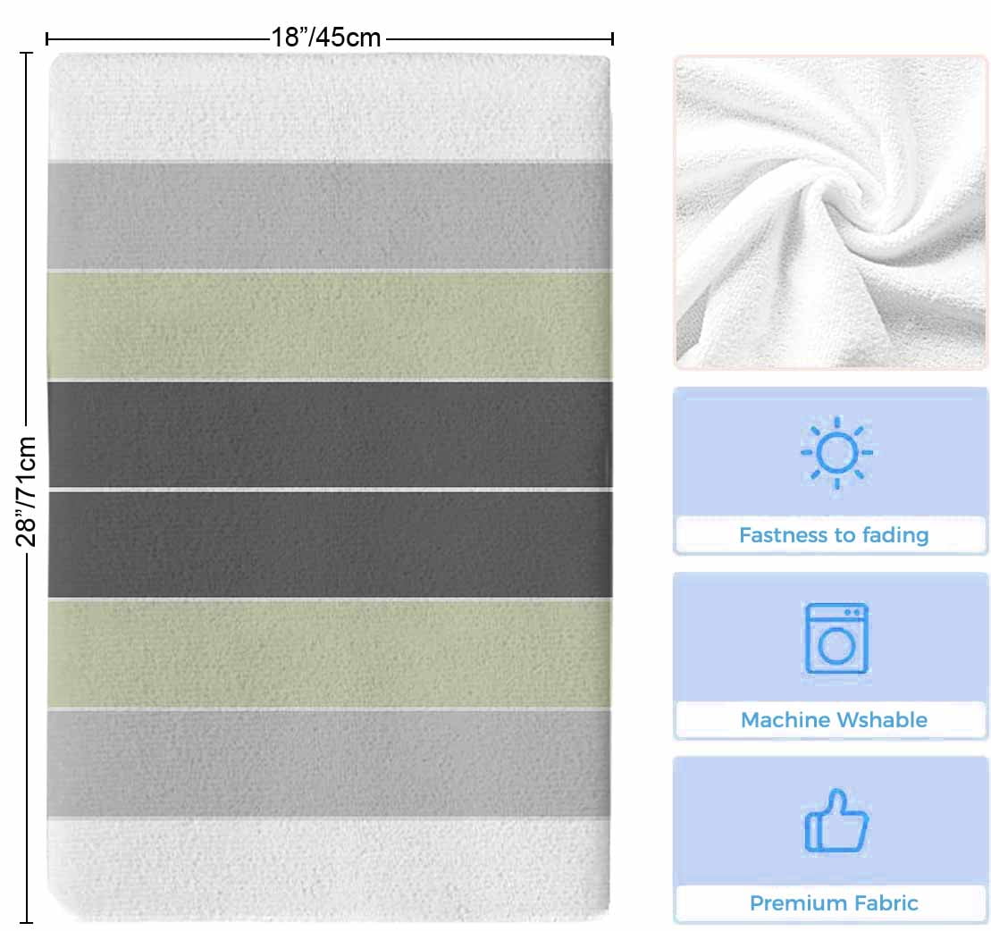 Grey Green Striped Kitchen Towels Set of 2, Farmhouse Modern Soft Microfiber Dish Towels, Absorbent Quick-Dry Washable Dishcloths for Kitchen Cleaning, Drying Dishes, 18x28 Inches
