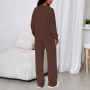 WMTBSRSW Sweats Sets for Women Half Zip Sweatshirt Sweatsuit Set Comfy Wide Leg Tracksuit 2 Piece Lounge Outfits Fall Fashion Clothes