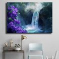 thumbnail image 4 of Mudket Framed Scenic Canvas Wall Art Green Forest Waterfall Purple Flower Wall Decor Nature Botanical Canvas Print Ready to Hang for Living Room Bedroom Office Wall Art - 12"L x 8"W, 4 of 10