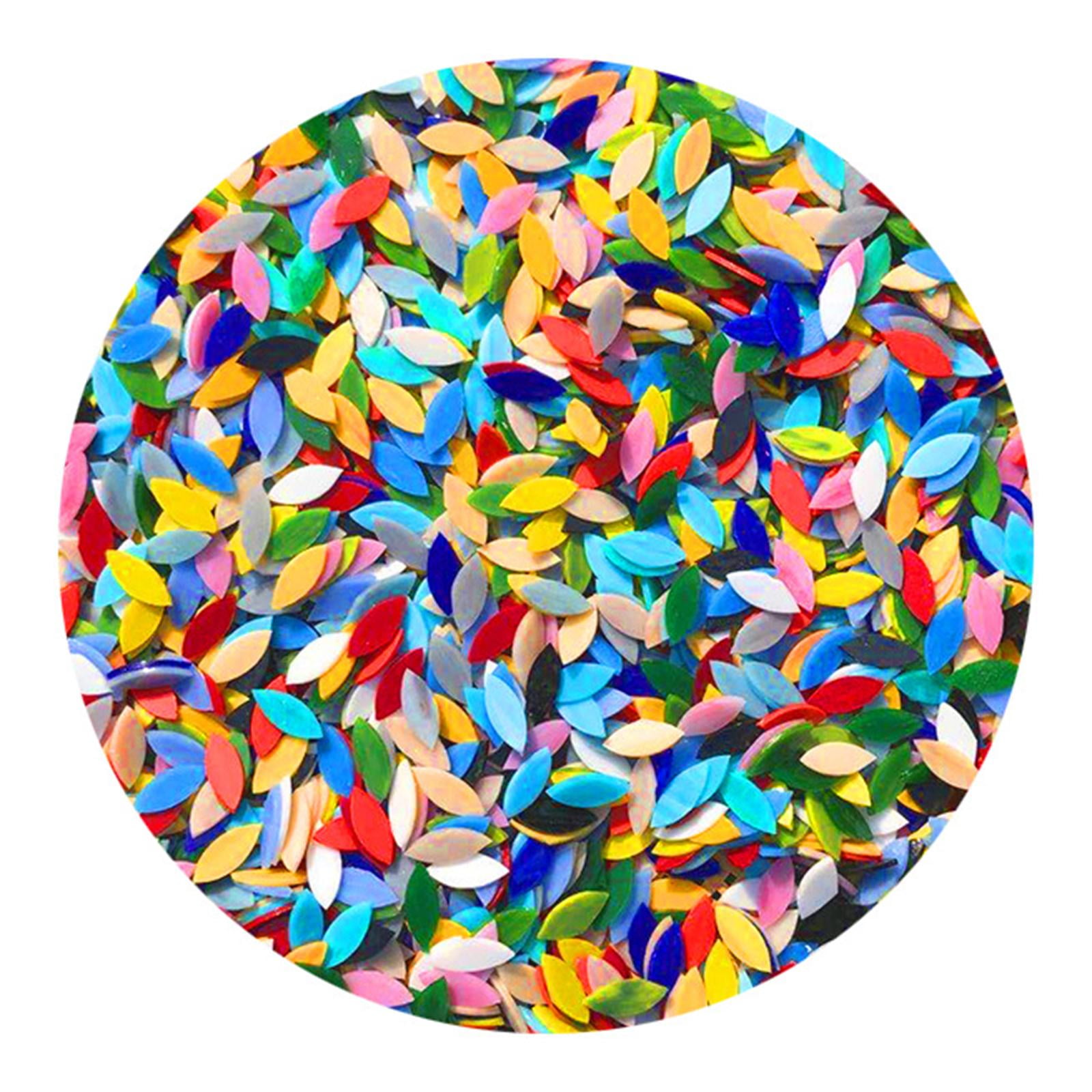 Milageto 100Pcs Mixed Colors Glass Petal Mosaic Tiles for Hand-Cut Stained Art Decoration