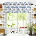 thumbnail image 3 of Purple Blue Valances for Windows Hydrangea Floral Fruit Eucalyptus Leaves Country Rod Pocket Curtain Valance Window Treatment Short Curtains for Kitchen Living Room, 60"x18", 3 of 5