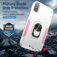 thumbnail image 3 of Phone Case Compatible with iPhone X/XS, Cover with Magnetic Ring Holder Stand Hybrid Rugged Shockproof Drop Proof Heavy Duty Cell Accessories for iPhone X/XS Women Men, White/Pink, 3 of 8