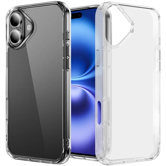 For iPhone 17 PURE CRYSTAL Transparent Thick 2.0mm ShockProof Chromed Buttons Case Cover - Clear