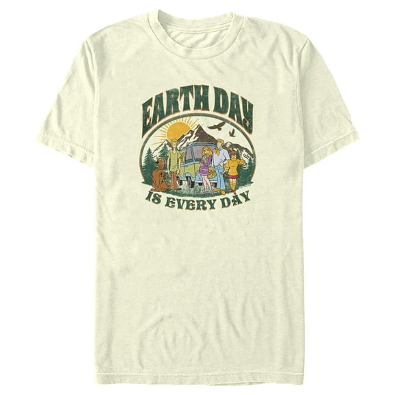 Men's Scooby Doo Every Day Is Earth Day Mystery Gang  Graphic Tee Beige 2X Large