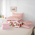 thumbnail image 6 of Homewish Sweet Strawberry 7 Pieces Bedding Comforter Set,Cute Cartoon Fruit Full Bedding Set,Red White Fitted Sheet Flat Sheet For Kids,Luxury Bedroom Decor Reversible, 6 of 8