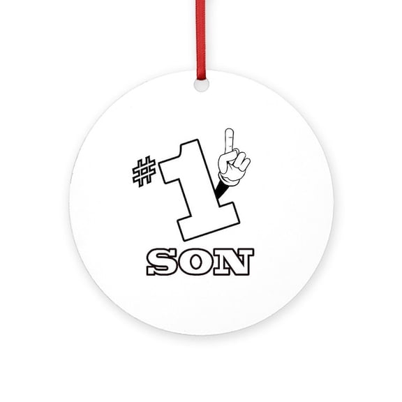 CafePress - #1 SON -  Round Wood Ornament 4"