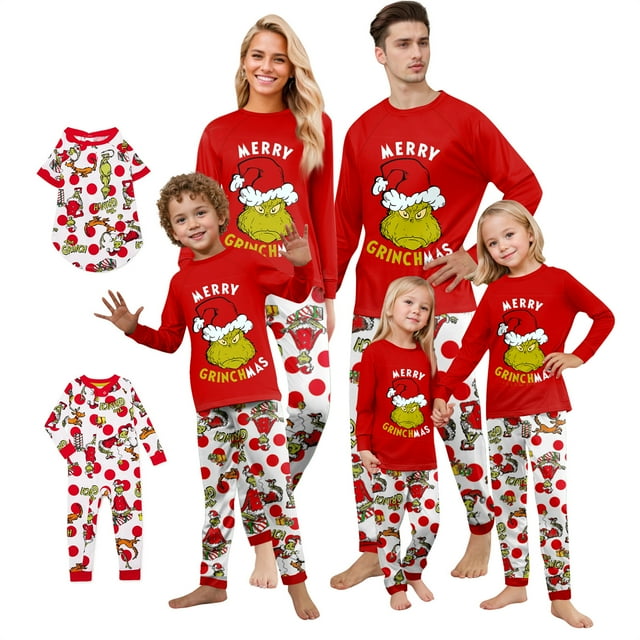 Family Christmas Pajamas Matching Sets Xmas Matching Pjs for Adults Kids Holiday Home Xmas Family Sleepwear Set (Women, L)