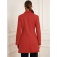 thumbnail image 3 of DARING DIVA Women's Notch Lapel Trench Double Breasted Winter Coats Red M, 3 of 6