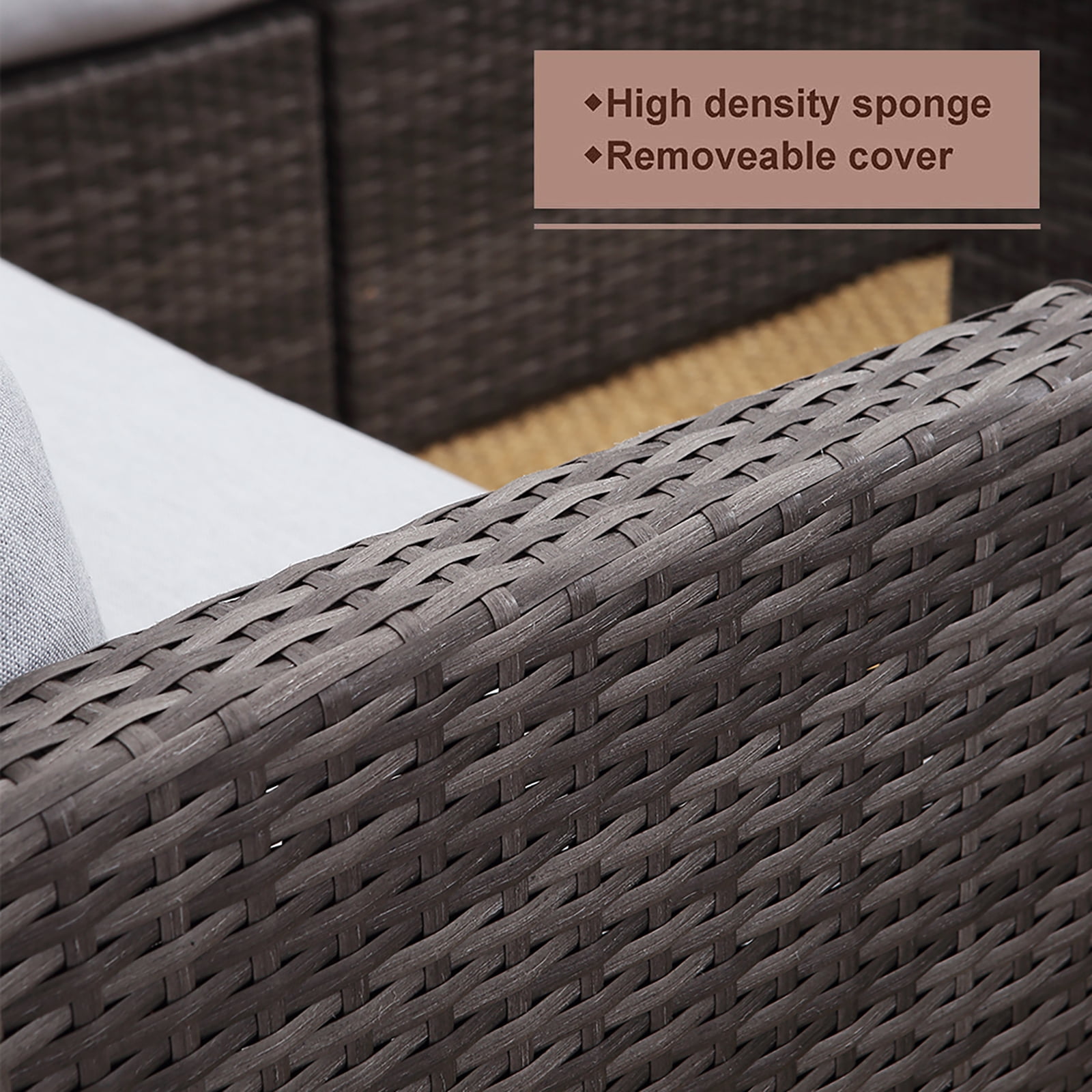 Heynemo 7 Piece Outdoor Conversation Set All Weather Wicker Sectional Sofa Set with Dining Table and Ottoman,Grey