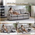thumbnail image 3 of Ktaxon 86.6" 3 Seater Power Reclining Sofa, Modern Electric Recliner Sofa with Gold Foil Fabric, Adjustable Headrest, USB Charging & Storage Light khaki, 3 of 18