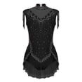 thumbnail image 2 of Hansber Big Girl's Ballet Dance Bodysuit Tassels Figure Ice Skating Outfits Fringe Tutu Skirted Leotard Black 14, 2 of 4