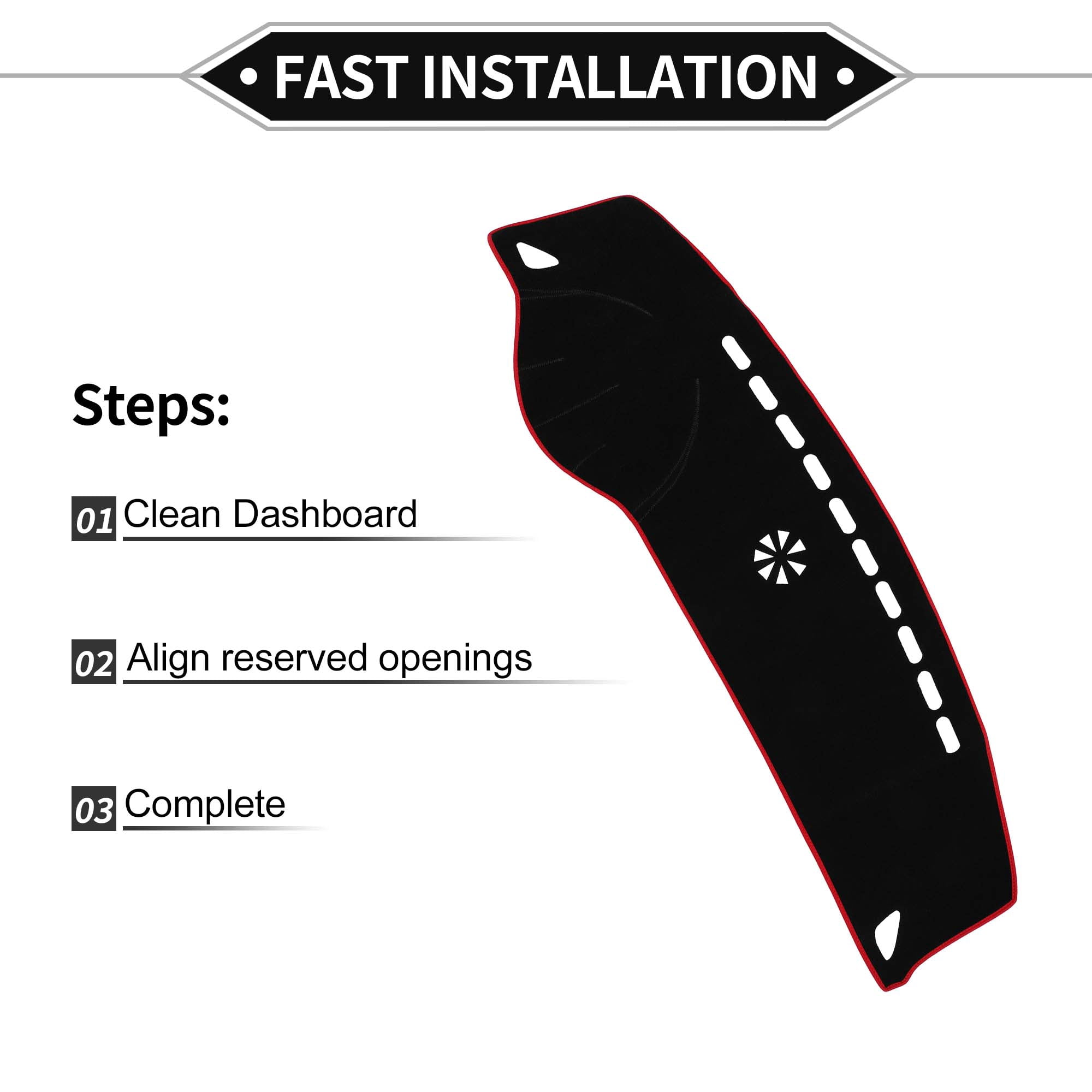 Unique Bargains Dashboard Covers for Hyundai Azera 2006-2011 Non-Slip Dash Cover Mat Polyester Black, Red Front