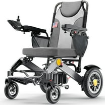 WalkFeel Wide Seat Electric Wheelchair for Adults, Foldable Electric Wheelchair with Oversized All-Terrain Tire, Load Capacity of 400 lbs, Gray