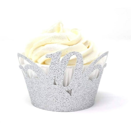 All About Details 10 Cupcake Wrappers,12pcs (Glitter Silver)