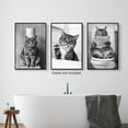 thumbnail image 3 of Hieng Funny Animal Bathroom Canvas Wall Hieng, Black White Bathroom Poster, Cute Having Bath and Brushing Teeth Otter Picture Print, Fun Otter Read Newspaper on Toilet Painting, 3 of 6