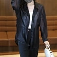thumbnail image 2 of TRUBKH Lightweight Cardigans for Women Button Down Cardigan Lapel Collar Mesh Shrug Lightweight Thin Light See Through Dress Cover Up Sunscreen Cardigan Women's Casual Lightweight Duster Black M, 2 of 4