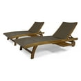 thumbnail image 3 of Set of 2 Outdoor Chaise Lounge Chairs with Wicker Seating, Adjustable Backrest & Pull-Out Tray, Weather-Resistant Acacia Wood Frame, Brown, 3 of 9