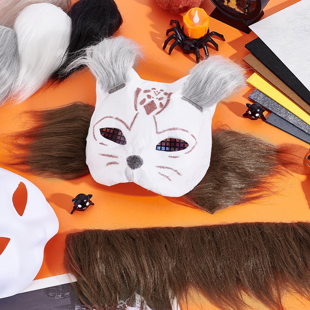 Felt Fabric Sheet with Hand Painted Paper Pulp Cat Masquerade Masks and PE Plastic Canvas Sheets Mixed Color 300x200x1mm DIY