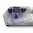 thumbnail image 3 of Fitness Soft Flannel Fleece Throw Blanket, Watercolors Style Train Hard Life Message Kettlebell and Barbell, Cozy Plush for Indoor and Outdoor Use, 50" x 60", Lavender Pale Blue Black, by Ambesonne, 3 of 6