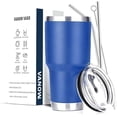 thumbnail image 1 of Vaso Térmico de Acero Inoxidable, Easytao Taza Termica Frio y Caliente para Cafe con Tapa y Pajita, Cepillo de limpieza, Termo Infusor de Vacío Doble para Hombre, Mujer, Regalo, (30oz/850ml, Azul), 1 of 3
