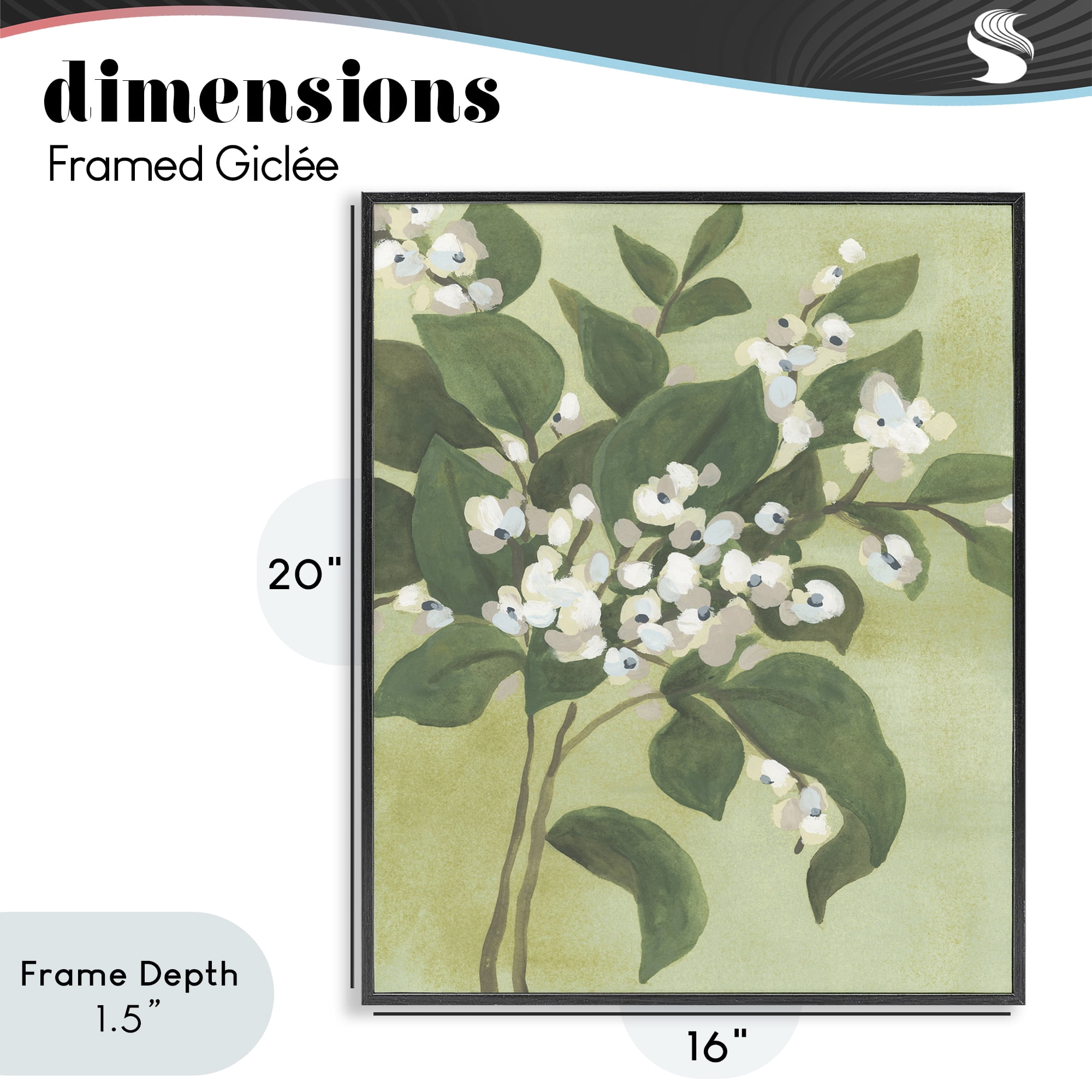 Stupell Industries Verdant Branch Blossoms Black Framed Giclee Art, design by June Erica Vess