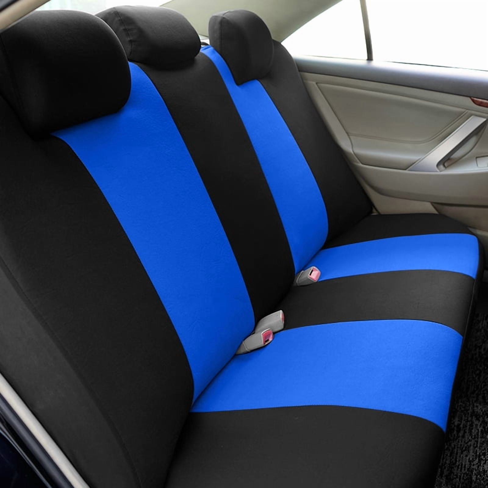 Autoking Cover Stripe Polyester 9pcs Racing Car Seat Covers Set Universal Seat Protector Accessories Interior Fit for Most Car Blue