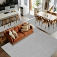 thumbnail image 5 of Gray 2.7x5 Area Rugs, Farmhouse Burlap Solid Grey Color Modern Linen Texture Non-Skid Rubber Backing Large Rectangle Rugs - Living Room Bedroom Home Office, Indoor Floor Mat Carpets Washable Rug, 5 of 9