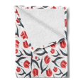 thumbnail image 2 of Tulip Soft Flannel Fleece Blanket, Original Vintage Inspired Irregular Dutch Tulips and Leaf Ornate Boho Retro Artprint, Cozy Plush for Indoor and Outdoor Use, 50" x 70", Red Green, by Ambesonne, 2 of 5